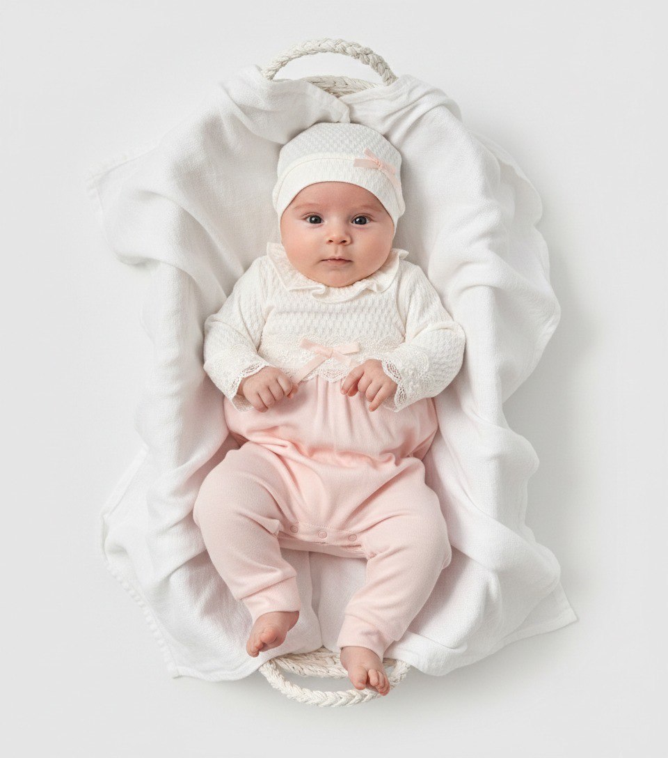 Ensemble Bébé Fille Élégant 100% Coton – Douceur et Confort pour Nouveau-né