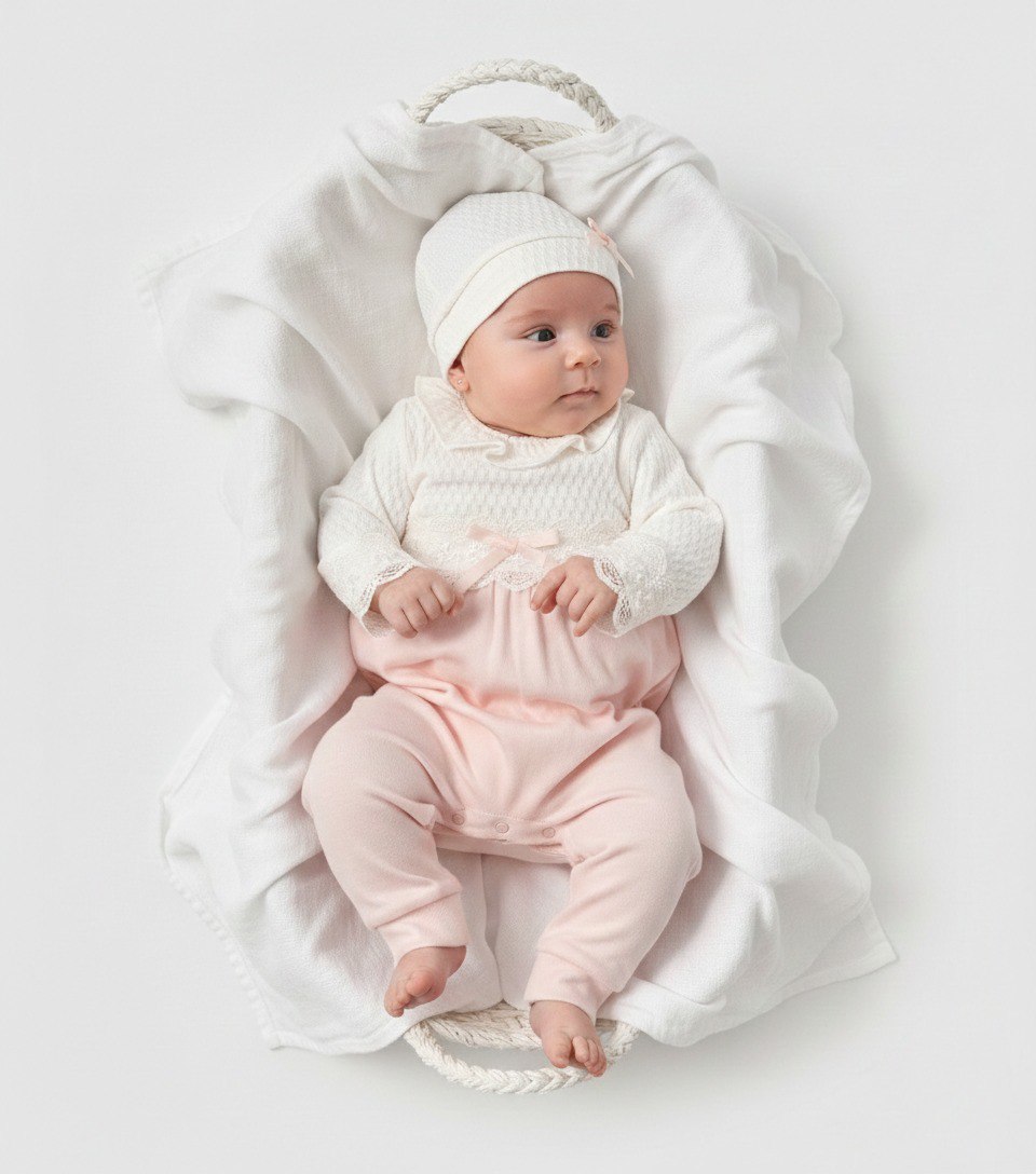 Ensemble Bébé Fille Élégant 100% Coton – Douceur et Confort pour Nouveau-né