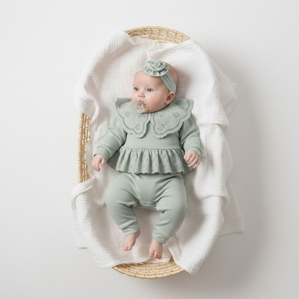Ensemble Bébé Fille Rose 100% Coton – Douceur et Élégance pour Nouveau-né