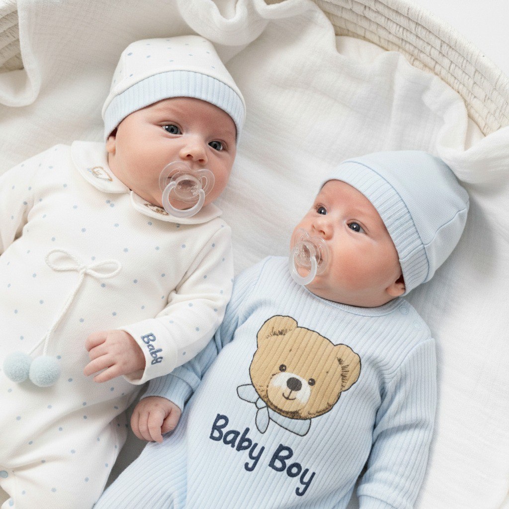 Pyjama bébé en coton avec bonnet – Douceur & confort (2 modèles)