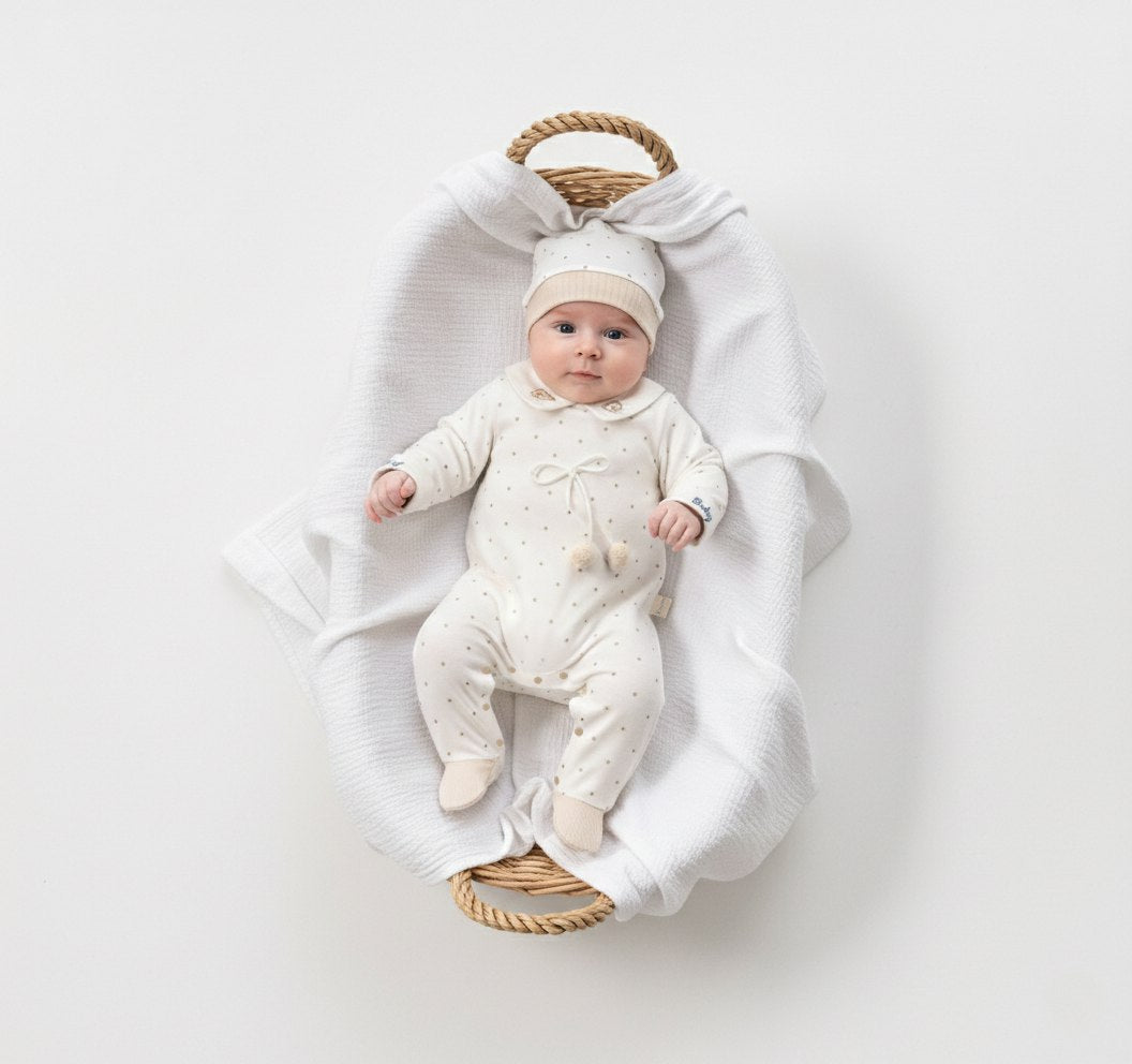 Pyjama bébé en coton avec bonnet – Douceur & confort (2 modèles)