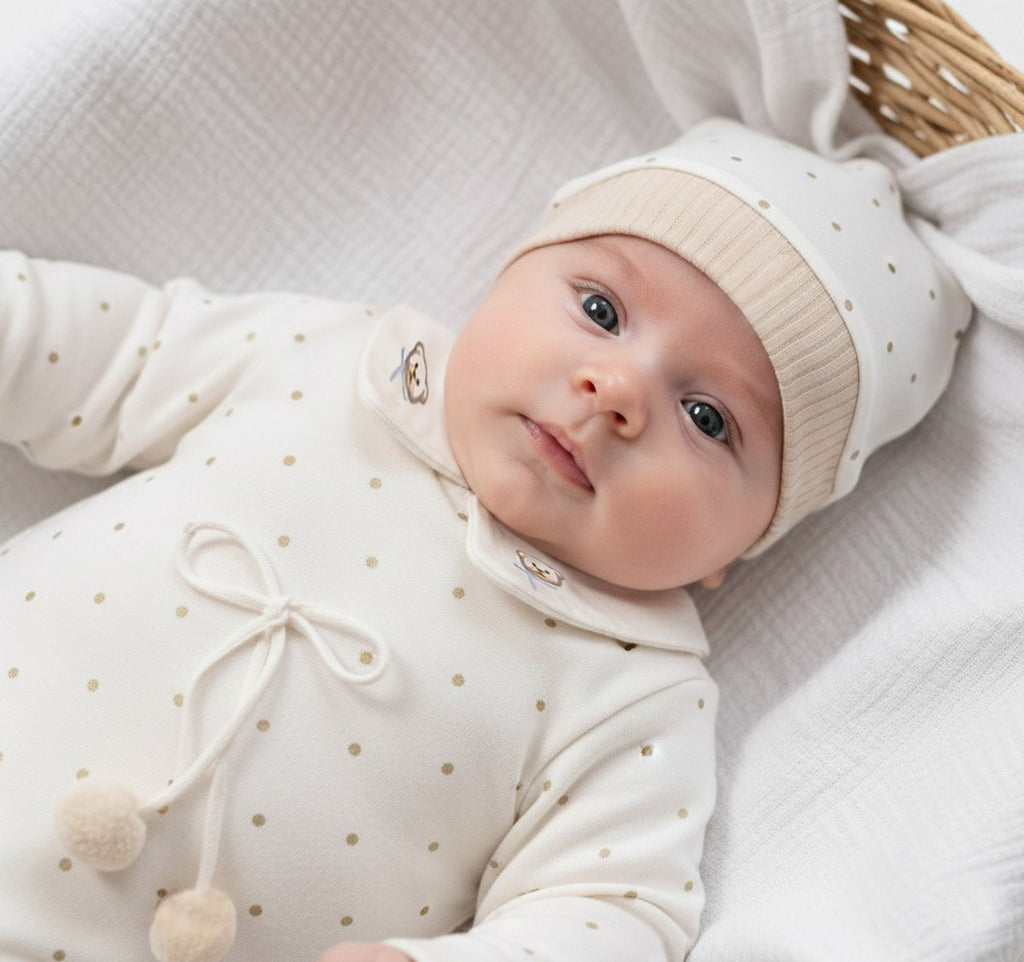 Pyjama bébé en coton avec bonnet – Douceur & confort (2 modèles)