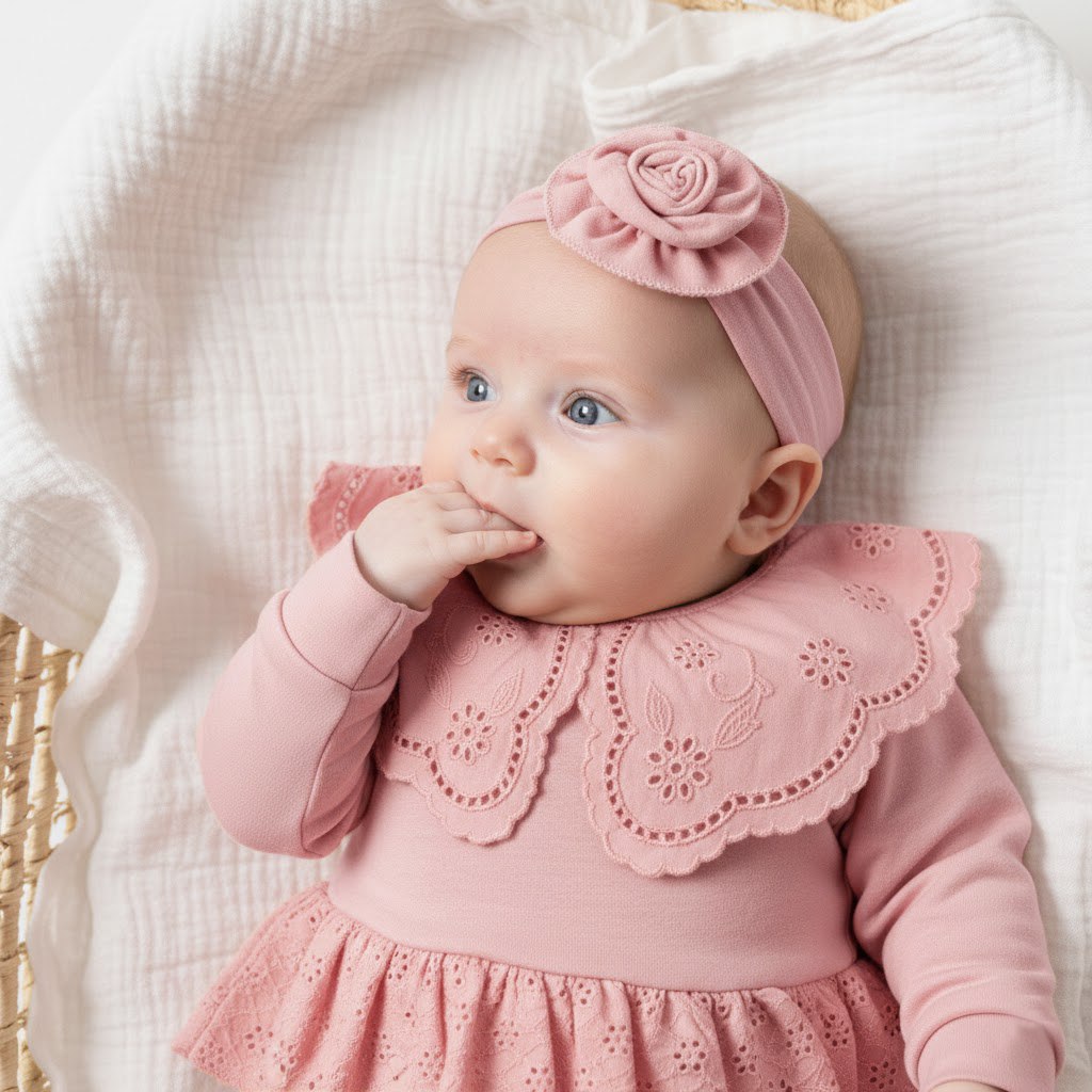 Ensemble Bébé Fille Rose 100% Coton – Douceur et Élégance pour Nouveau-né